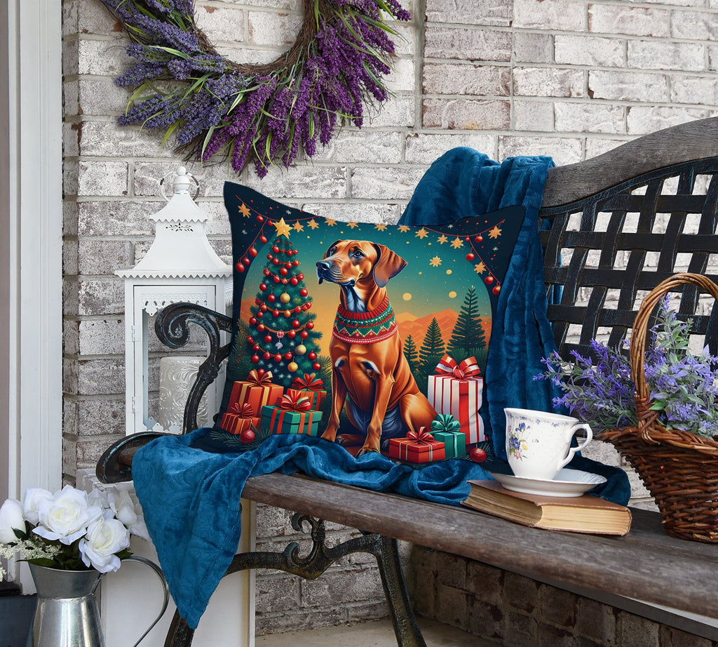 Rhodesian Ridgeback Christmas Decorative Throw Pillow 18x18 Indoor Outdoor Accent Cushion, Fabric Cover with Insert for Sofa, Bed, Porch & Living Room