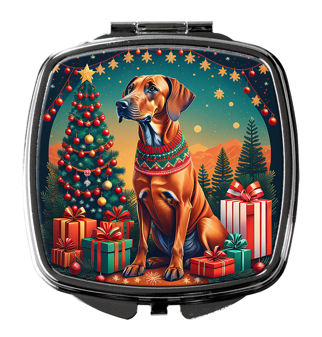 Rhodesian Ridgeback Christmas Compact Mirror Decorative Travel Makeup Mirror for Women Girls Gifts Pocket Makeup Mirror Folding Handheld
