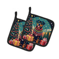 Rottweiler Christmas Pot Holder Set of 2 Heat Resistant Quilted Hot Pads 7.5 x 7.5 Inch, Insulated Kitchen Trivets for Cooking & Baking