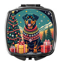 Rottweiler Christmas Compact Mirror Decorative Travel Makeup Mirror for Women Girls Gifts Pocket Makeup Mirror Folding Handheld