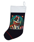 Saint Bernard Christmas Holiday Stocking Double-Sided Print, Polyester Suede,11x18, Made in USA