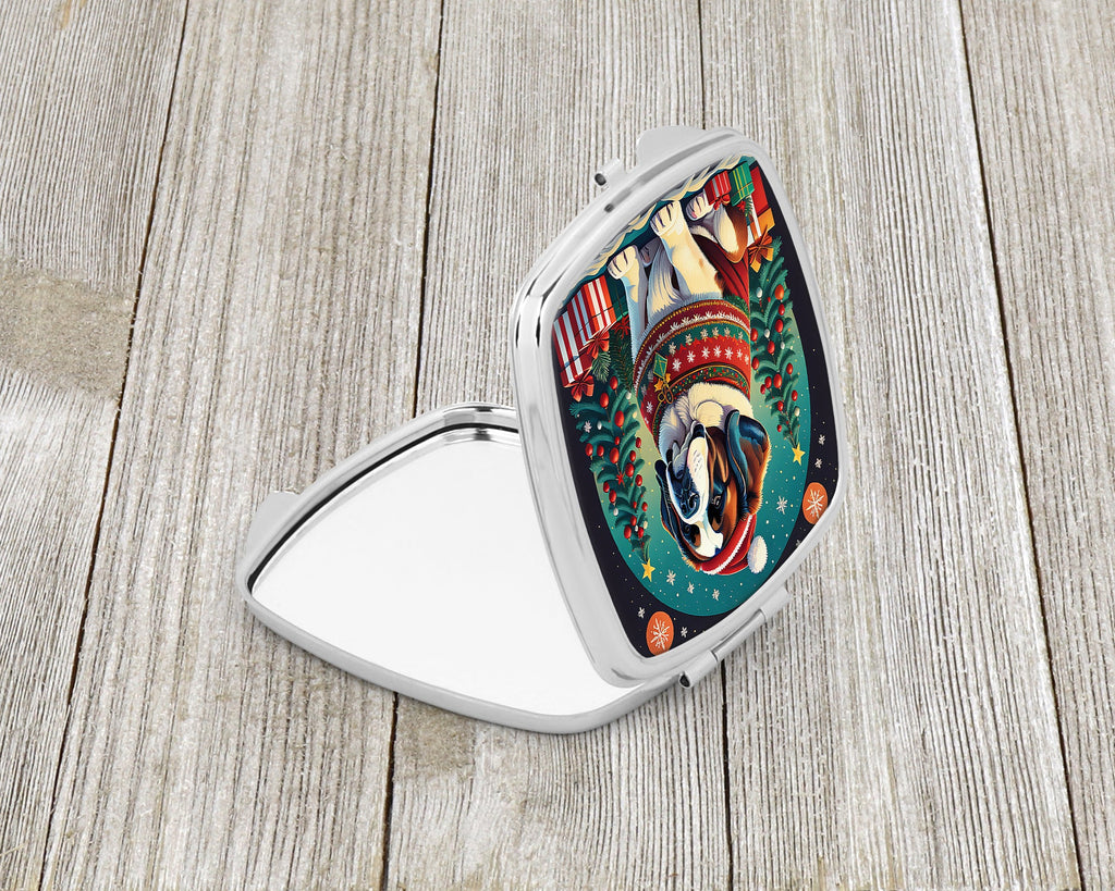 Saint Bernard Christmas Compact Mirror Decorative Travel Makeup Mirror for Women Girls Gifts Pocket Makeup Mirror Folding Handheld