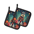 Schnauzer Christmas Pot Holder Set of 2 Heat Resistant Quilted Hot Pads 7.5 x 7.5 Inch, Insulated Kitchen Trivets for Cooking & Baking