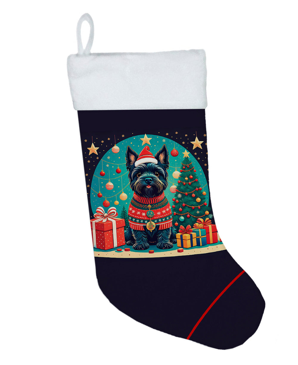 Scottish Terrier Christmas Holiday Stocking Double-Sided Print, Polyester Suede,11x18, Made in USA
