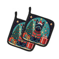 Scottish Terrier Christmas Pot Holder Set of 2 Heat Resistant Quilted Hot Pads 7.5 x 7.5 Inch, Insulated Kitchen Trivets for Cooking & Baking