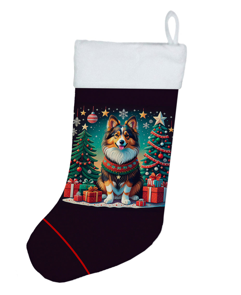Sheltie Christmas Holiday Stocking Double-Sided Print, Polyester Suede,11x18, Made in USA