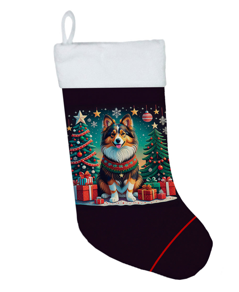 Sheltie Christmas Holiday Stocking Double-Sided Print, Polyester Suede,11x18, Made in USA