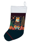 Shiba Inu Christmas Holiday Stocking Double-Sided Print, Polyester Suede,11x18, Made in USA