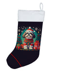 Shih Tzu Christmas Holiday Stocking Double-Sided Print, Polyester Suede,11x18, Made in USA