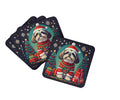 Shih Tzu Christmas Foam Coasters Set of 4 Cup Coasters for Indoor Outdoor, Tabletop Protection, Anti Slip, Mouse pad Material