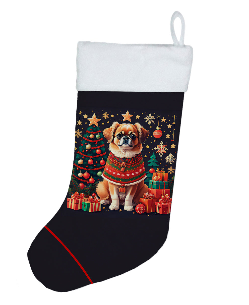 Tibetan Spaniel Christmas Holiday Stocking Double-Sided Print, Polyester Suede,11x18, Made in USA