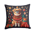 Tibetan Spaniel Christmas Decorative Throw Pillow 18x18 Indoor Outdoor Accent Cushion, Fabric Cover with Insert for Sofa, Bed, Porch & Living Room