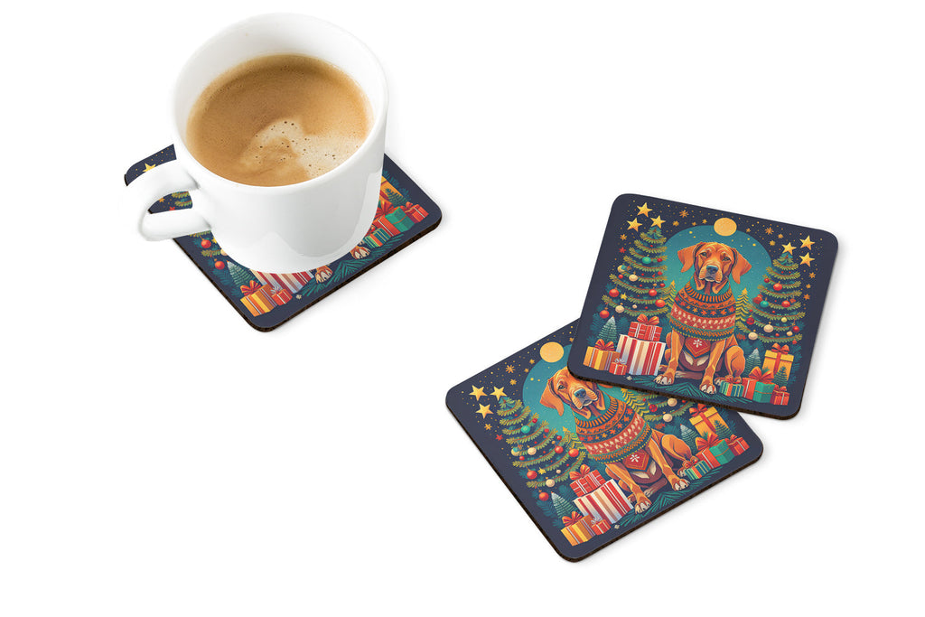 Vizsla Christmas Foam Coasters Set of 4 Cup Coasters for Indoor Outdoor, Tabletop Protection, Anti Slip, Mouse pad Material