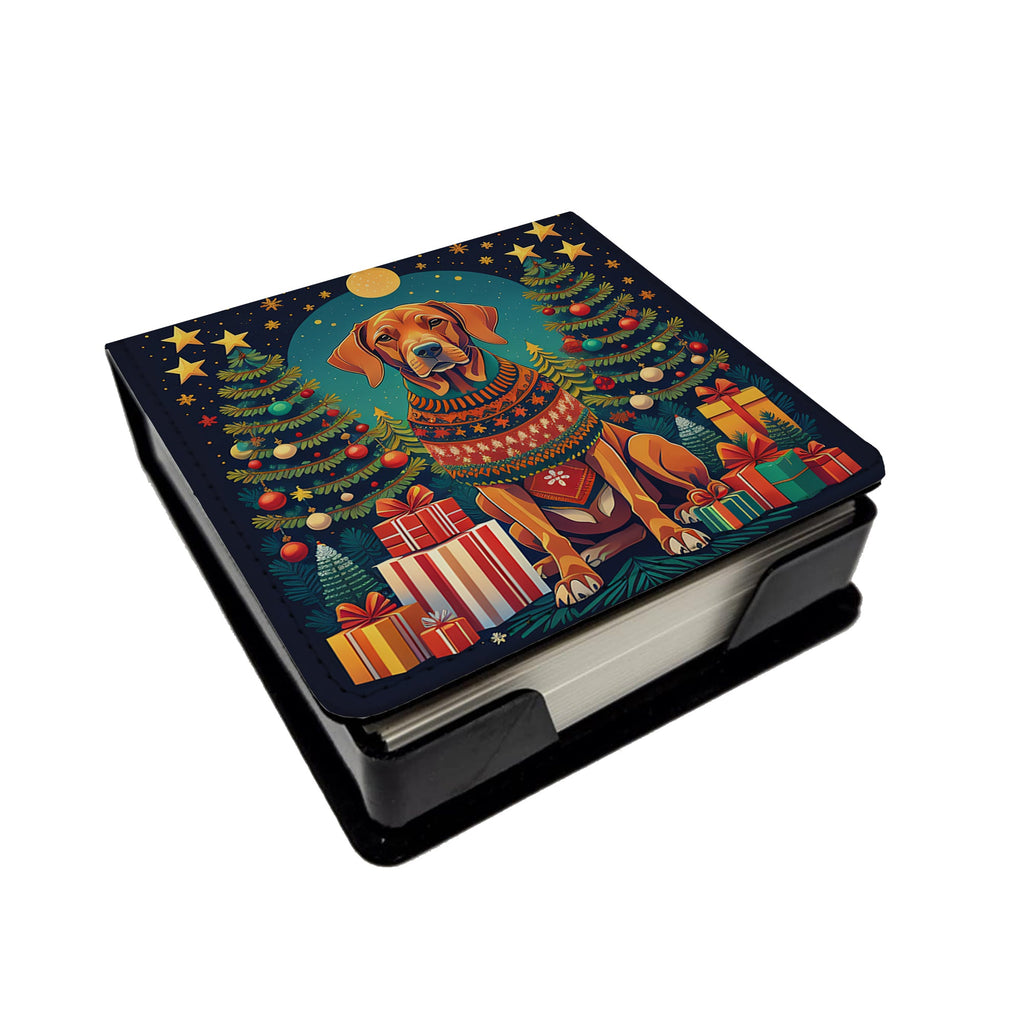 Vizsla Christmas PU Leather Note Paper Holder with Artist-Designed Cover, Desk Accessory, Office Gift