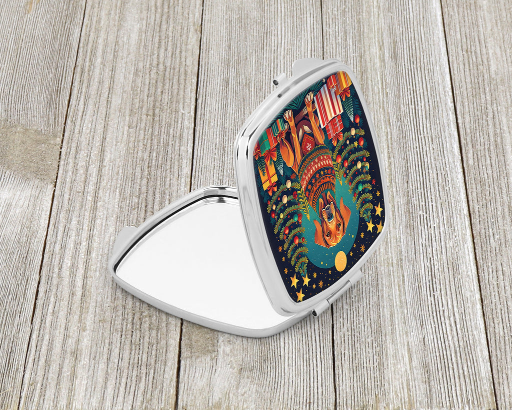 Vizsla Christmas Compact Mirror Decorative Travel Makeup Mirror for Women Girls Gifts Pocket Makeup Mirror Folding Handheld