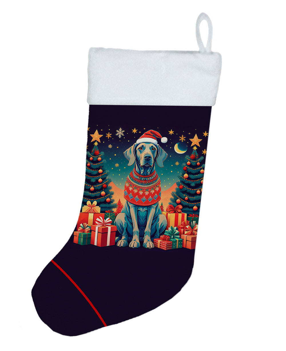 Weimaraner Christmas Holiday Stocking Double-Sided Print, Polyester Suede,11x18, Made in USA