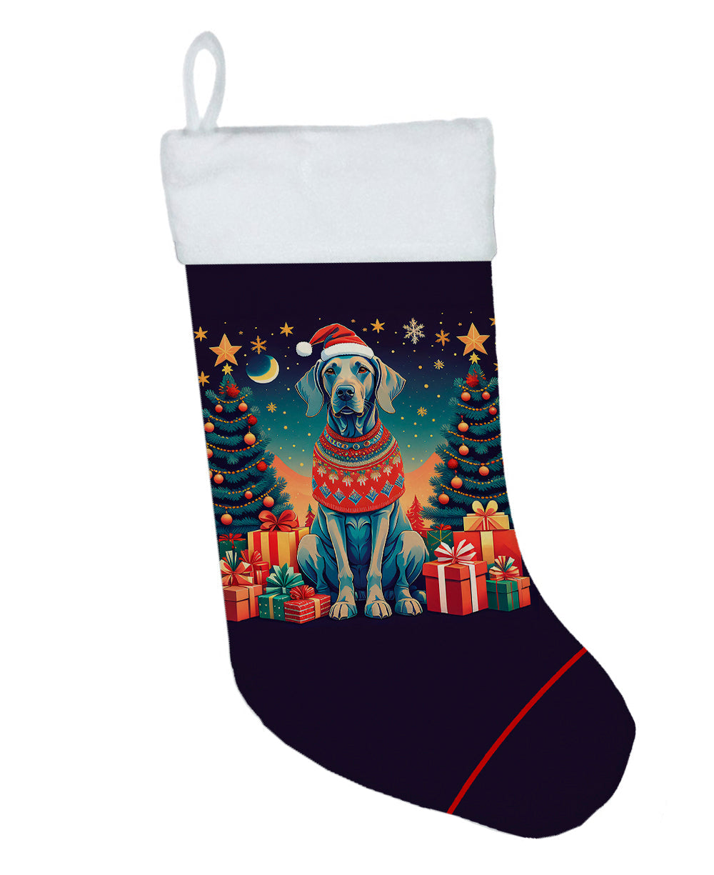Weimaraner Christmas Holiday Stocking Double-Sided Print, Polyester Suede,11x18, Made in USA