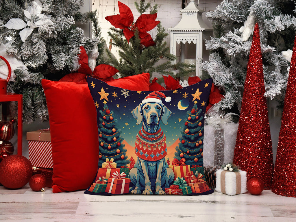 Weimaraner Christmas Decorative Throw Pillow 18x18 Indoor Outdoor Accent Cushion, Fabric Cover with Insert for Sofa, Bed, Porch & Living Room