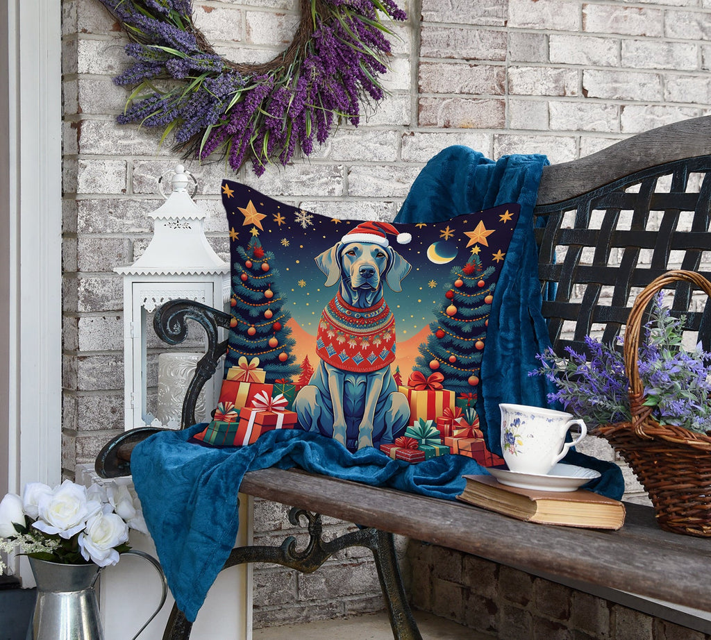 Weimaraner Christmas Decorative Throw Pillow 18x18 Indoor Outdoor Accent Cushion, Fabric Cover with Insert for Sofa, Bed, Porch & Living Room