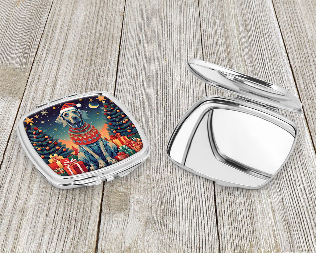 Weimaraner Christmas Compact Mirror Decorative Travel Makeup Mirror for Women Girls Gifts Pocket Makeup Mirror Folding Handheld
