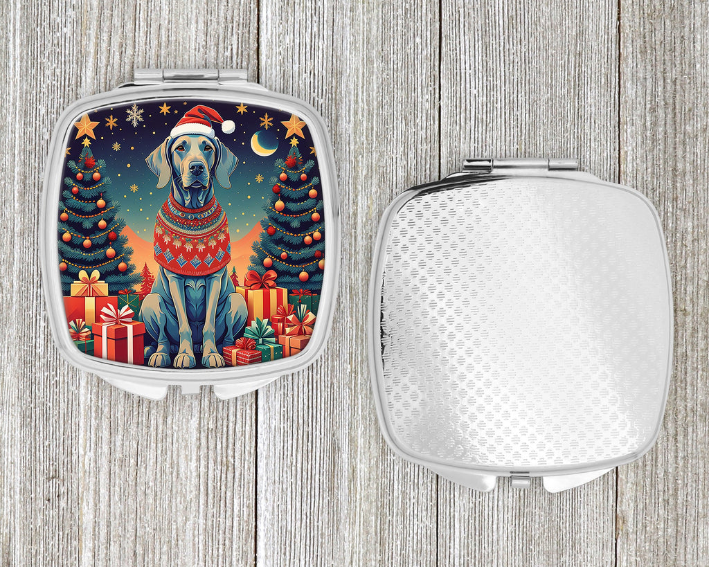 Weimaraner Christmas Compact Mirror Decorative Travel Makeup Mirror for Women Girls Gifts Pocket Makeup Mirror Folding Handheld