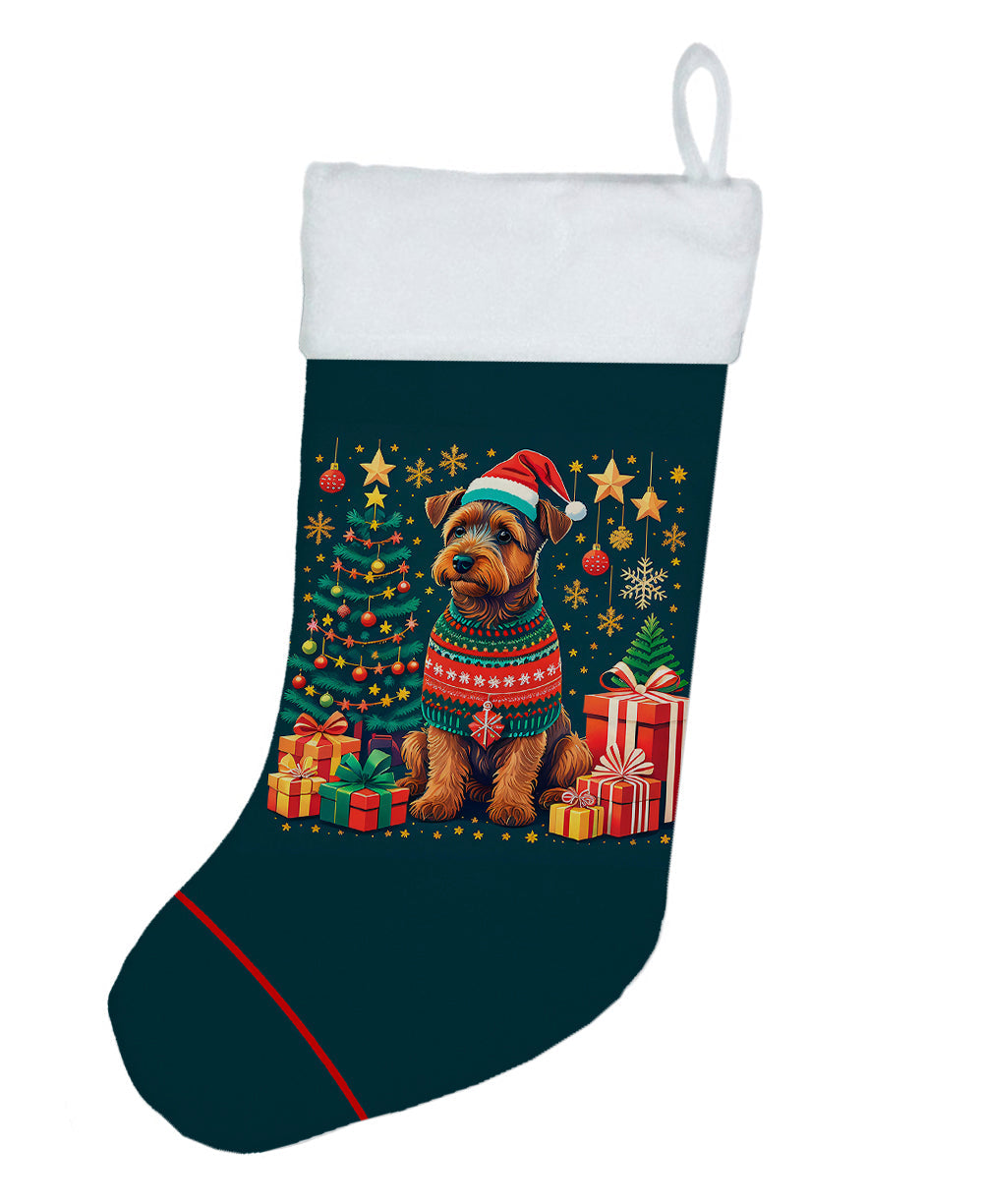 Welsh Terrier Christmas Holiday Stocking Double-Sided Print, Polyester Suede,11x18, Made in USA
