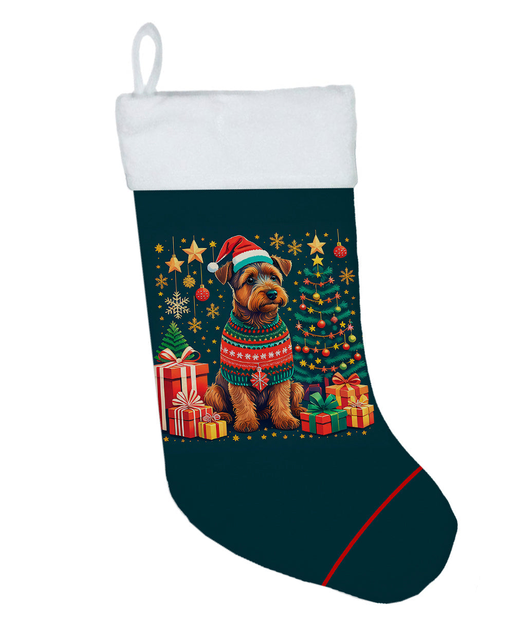 Welsh Terrier Christmas Holiday Stocking Double-Sided Print, Polyester Suede,11x18, Made in USA
