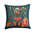 Welsh Terrier Christmas Decorative Throw Pillow 14x14 Indoor Outdoor Accent Cushion, Fabric Cover with Insert for Sofa, Bed, Porch & Living Room