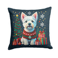 Westie Christmas Decorative Throw Pillow 14x14 Indoor Outdoor Accent Cushion, Fabric Cover with Insert for Sofa, Bed, Porch & Living Room