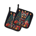 Yorkie Yorkshire Terrier Christmas Pot Holder Set of 2 Heat Resistant Quilted Hot Pads 7.5 x 7.5 Inch, Insulated Kitchen Trivets for Cooking & Baking