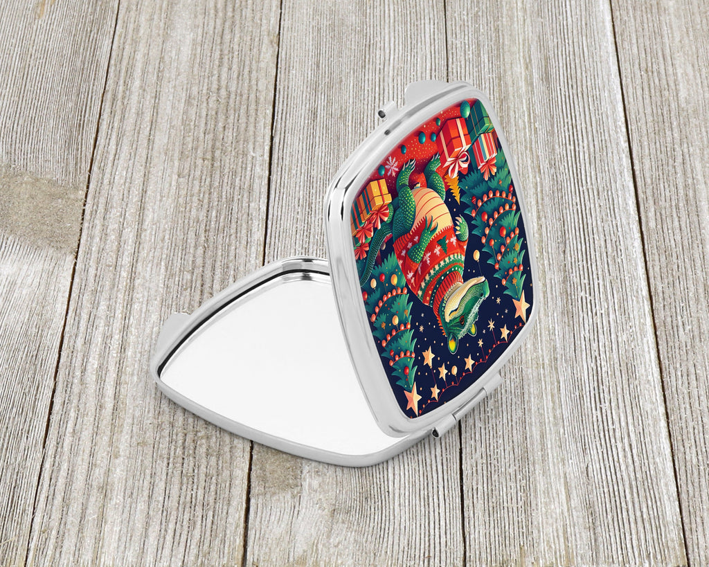 Alligator Christmas Compact Mirror Decorative Travel Makeup Mirror for Women Girls Gifts Pocket Makeup Mirror Folding Handheld