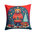 Bear Christmas Decorative Throw Pillow 18x18 Indoor Outdoor Accent Cushion, Fabric Cover with Insert for Sofa, Bed, Porch & Living Room