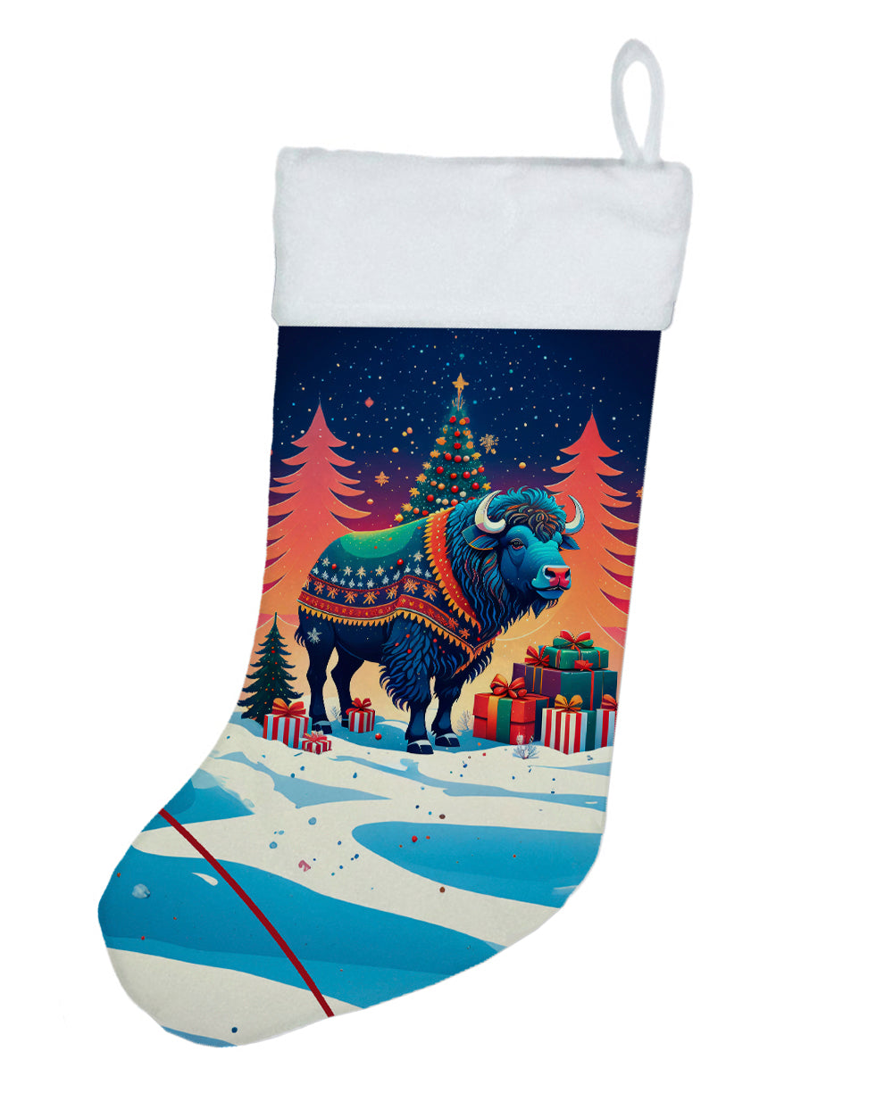 Buffalo Christmas Holiday Stocking Double-Sided Print, Polyester Suede,11x18, Made in USA