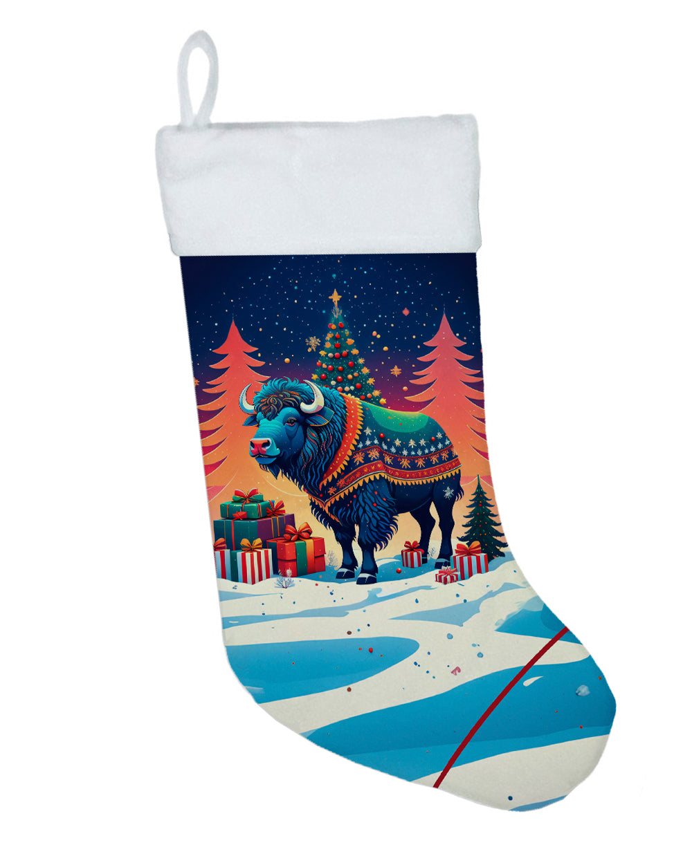 Buffalo Christmas Holiday Stocking Double-Sided Print, Polyester Suede,11x18, Made in USA
