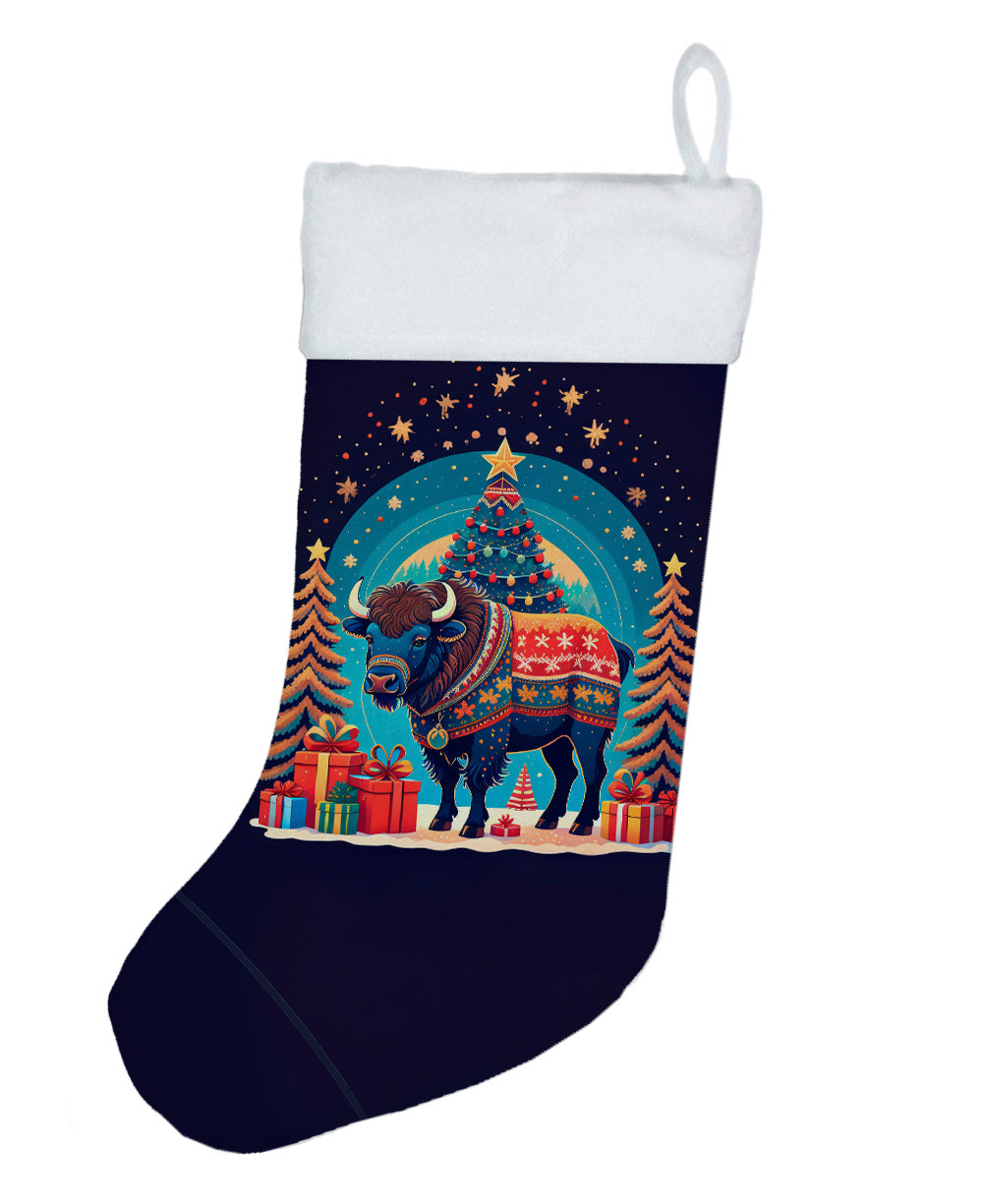 Buffalo Christmas Holiday Stocking Double-Sided Print, Polyester Suede,11x18, Made in USA