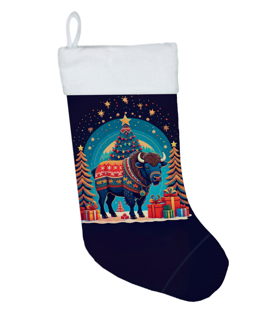 Buffalo Christmas Holiday Stocking Double-Sided Print, Polyester Suede,11x18, Made in USA