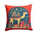 Camel Christmas Decorative Throw Pillow 14x14 Indoor Outdoor Accent Cushion, Fabric Cover with Insert for Sofa, Bed, Porch & Living Room