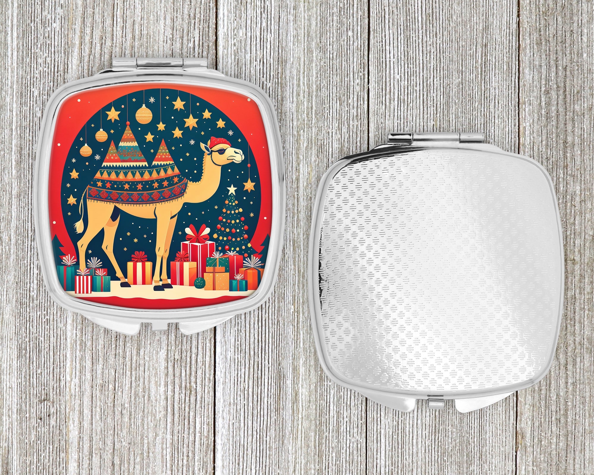 Camel Christmas Compact Mirror Decorative Travel Makeup Mirror for Women Girls Gifts Pocket Makeup Mirror Folding Handheld