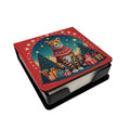 Cheetah Christmas PU Leather Note Paper Holder with Artist-Designed Cover, Desk Accessory, Office Gift