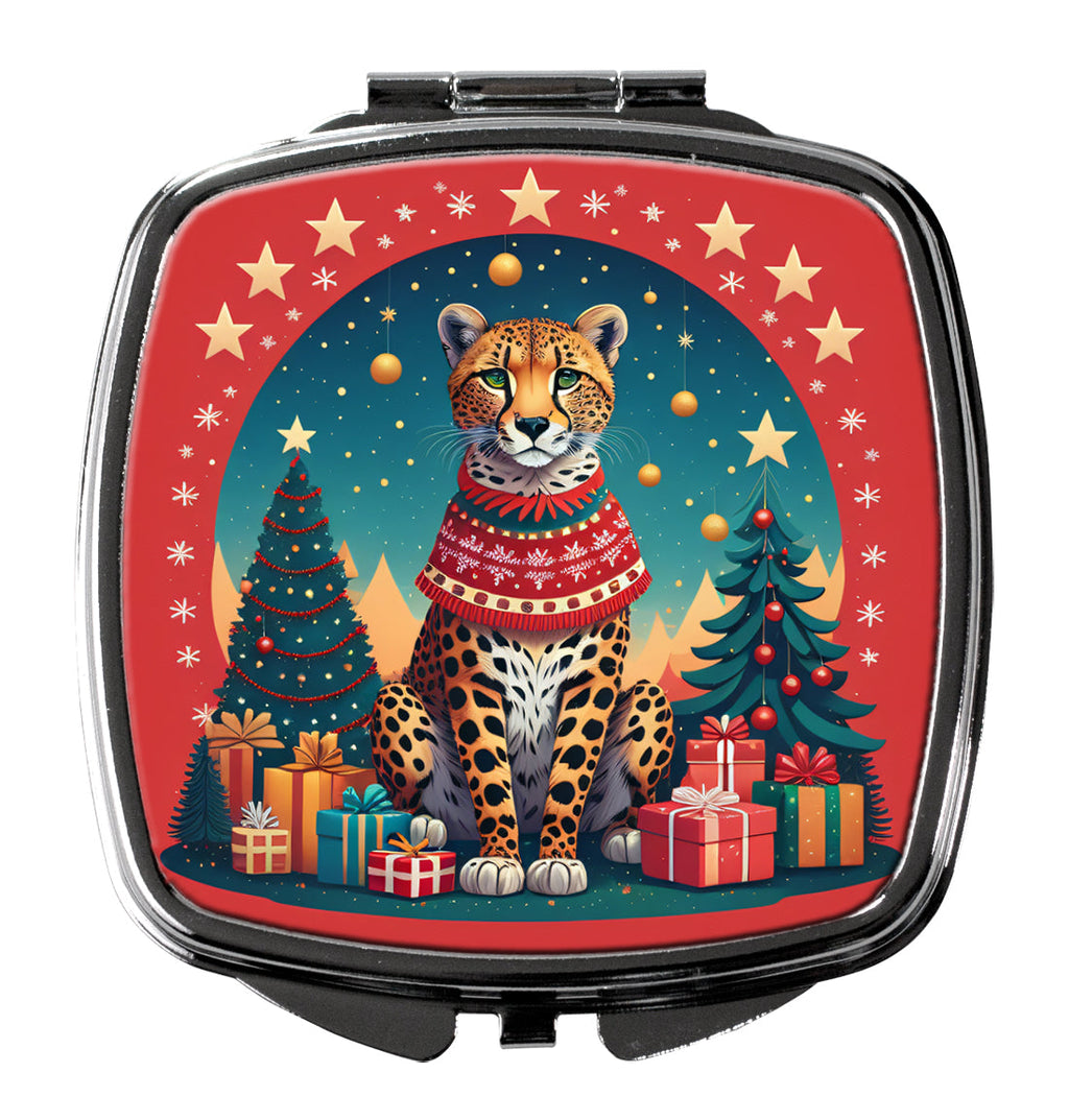 Cheetah Christmas Compact Mirror Decorative Travel Makeup Mirror for Women Girls Gifts Pocket Makeup Mirror Folding Handheld