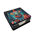 Elephant Christmas PU Leather Note Paper Holder with Artist-Designed Cover, Desk Accessory, Office Gift