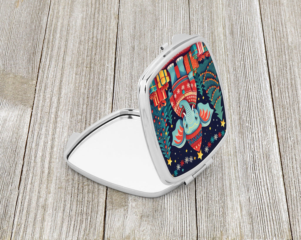 Elephant Christmas Compact Mirror Decorative Travel Makeup Mirror for Women Girls Gifts Pocket Makeup Mirror Folding Handheld