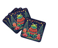 Frog Christmas Foam Coasters Set of 4 Cup Coasters for Indoor Outdoor, Tabletop Protection, Anti Slip, Mouse pad Material