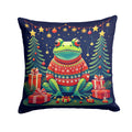 Frog Christmas Decorative Throw Pillow 14x14 Indoor Outdoor Accent Cushion, Fabric Cover with Insert for Sofa, Bed, Porch & Living Room