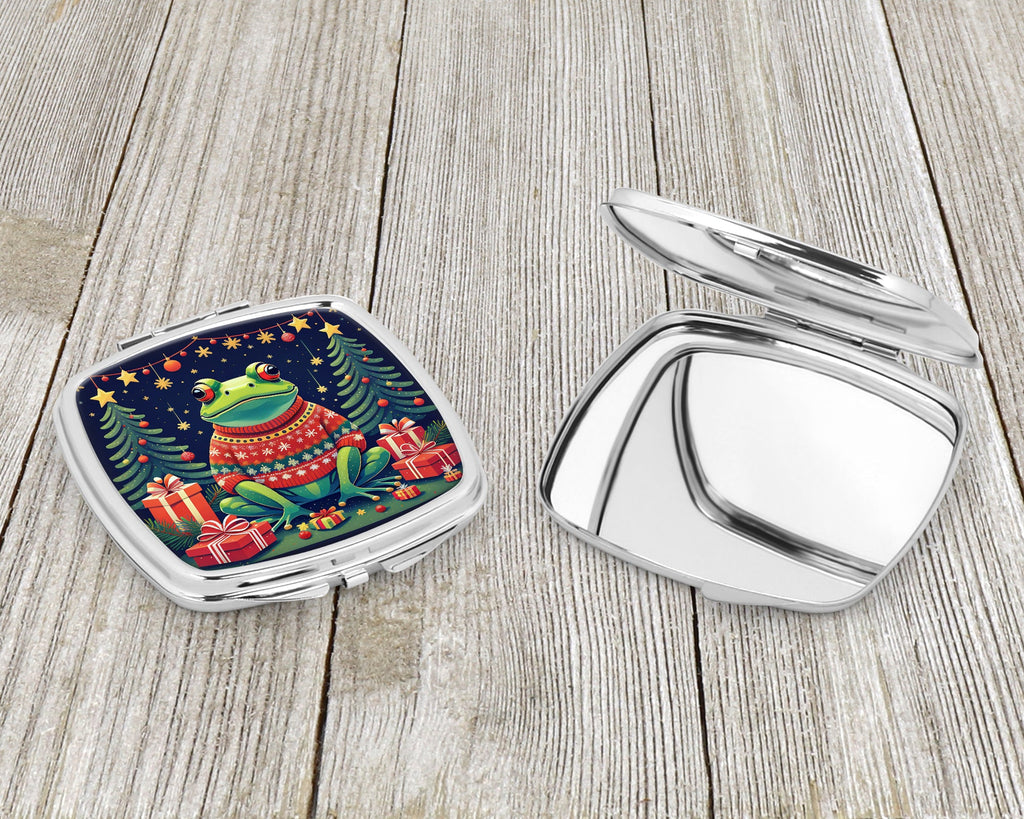 Frog Christmas Compact Mirror Decorative Travel Makeup Mirror for Women Girls Gifts Pocket Makeup Mirror Folding Handheld
