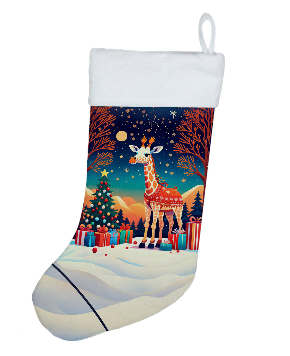 Giraffe Christmas Holiday Stocking Double-Sided Print, Polyester Suede,11x18, Made in USA