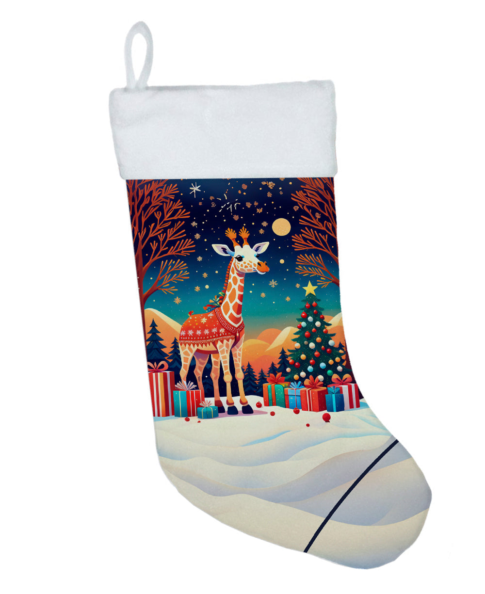 Giraffe Christmas Holiday Stocking Double-Sided Print, Polyester Suede,11x18, Made in USA