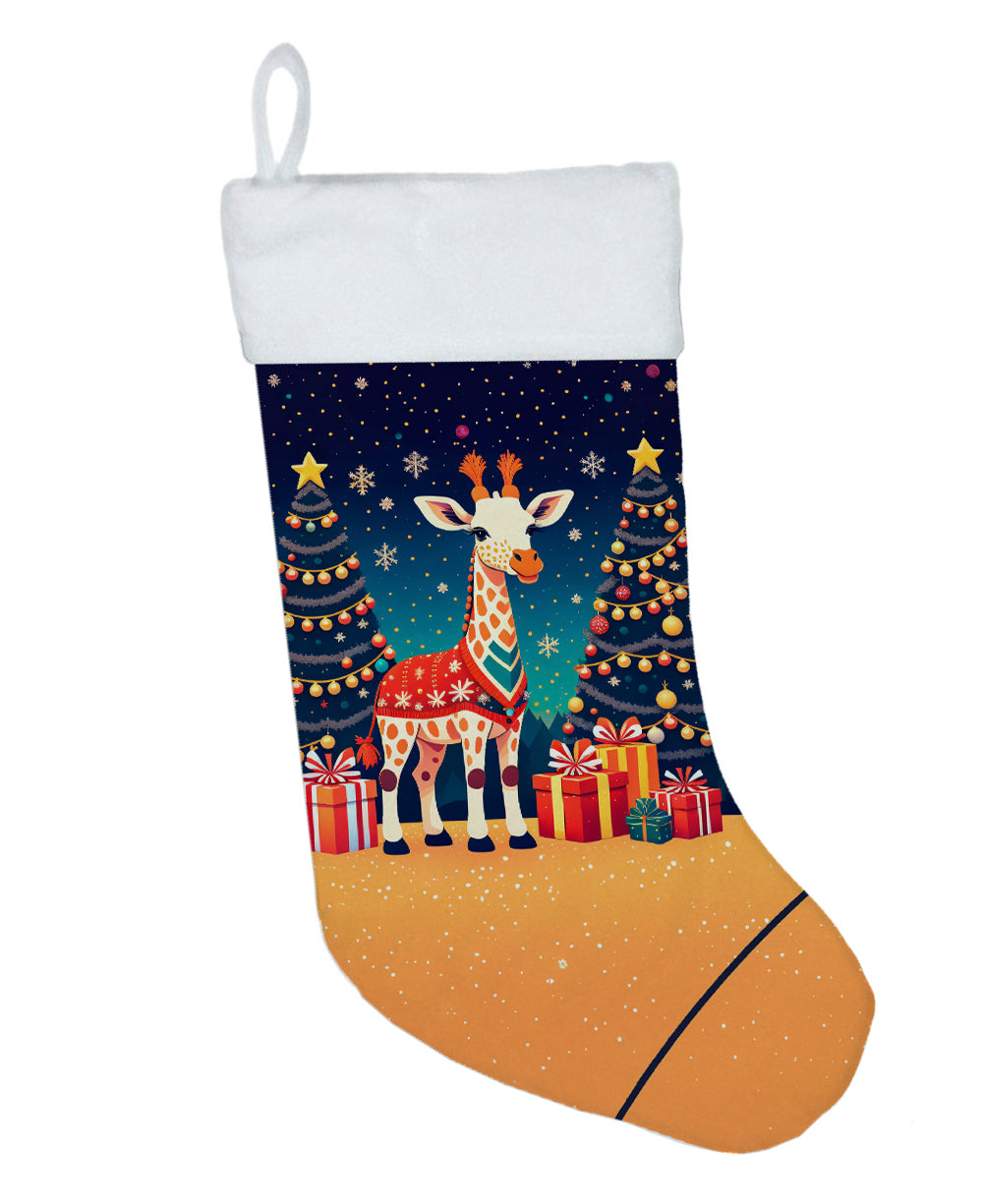 Giraffe Christmas Holiday Stocking Double-Sided Print, Polyester Suede,11x18, Made in USA
