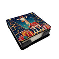 Giraffe Christmas PU Leather Note Paper Holder with Artist-Designed Cover, Desk Accessory, Office Gift