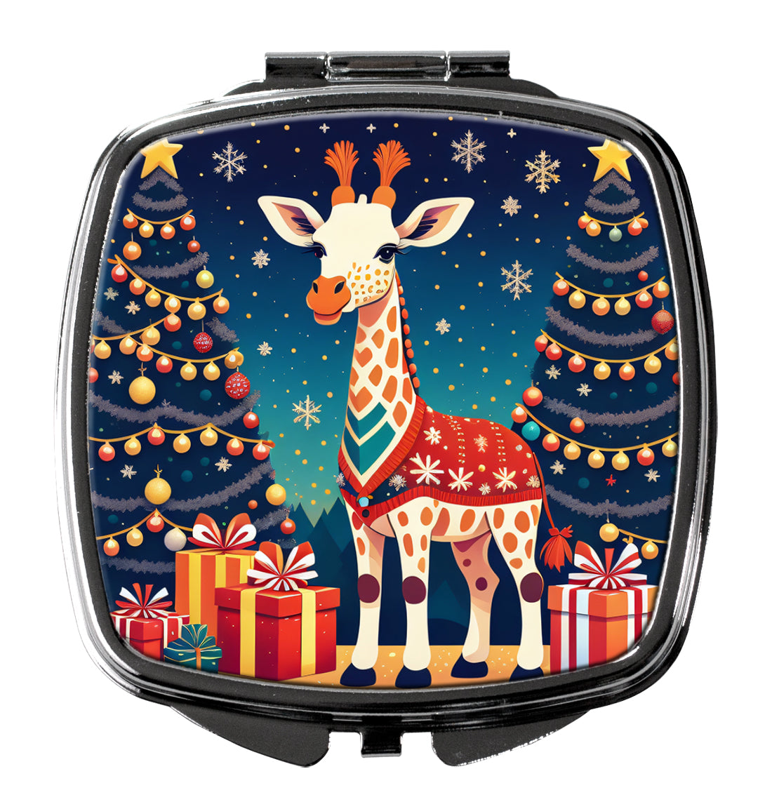 Giraffe Christmas Compact Mirror Decorative Travel Makeup Mirror for Women Girls Gifts Pocket Makeup Mirror Folding Handheld